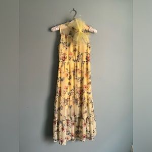 Ava and Yelly girls chiffon Easter/spring dress with matching Fascinator
